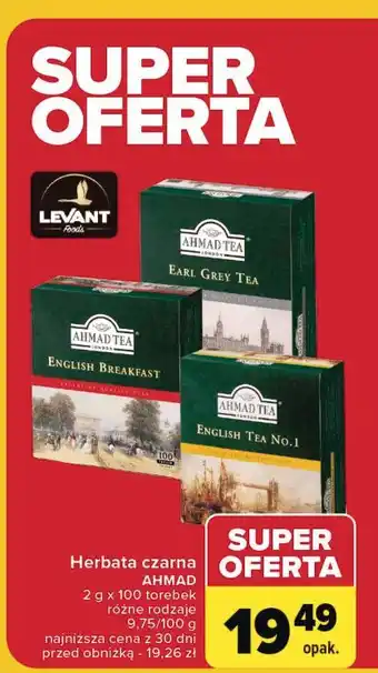 Carrefour Herbata ekspresowa z zawieszką Ahmad Tea London English Breakfast oferta