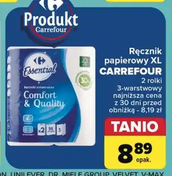 Carrefour Ręczniki papierowe xl Carrefour Essential oferta