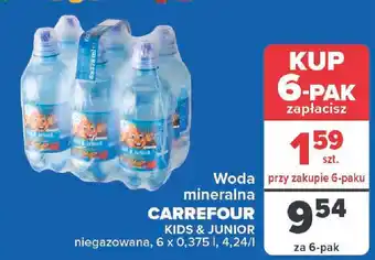 Carrefour Woda mineralna CARREFOUR KIDS&JUNIOR 6x0,375l oferta