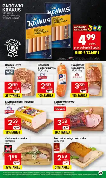 Delikatesy Centrum Parówki z piersi kurczaka Krakus oferta