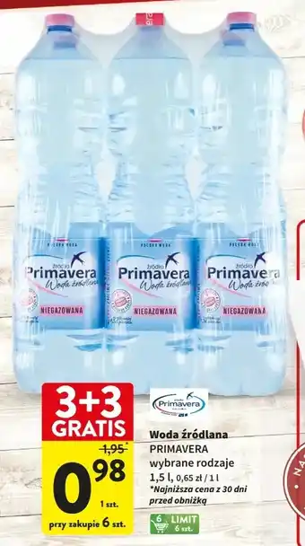 Intermarche Woda niegazowana Primavera oferta