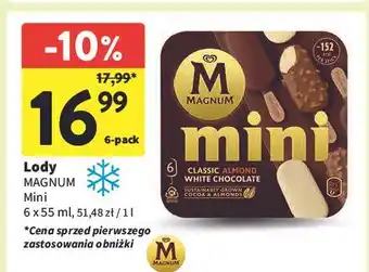 Intermarche Lód mini classic + almond white Algida Magnum oferta