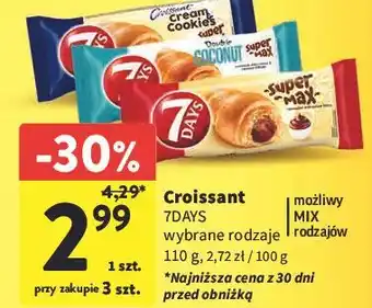 Intermarche Croissant z kremem o smaku waniliowym mlekiem i kawałkami ciastek 7 Days Cream & Cookies oferta