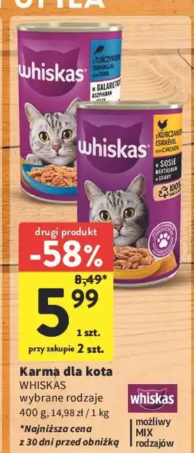 Intermarche Karma dla kota z tuńczykiem Whiskas oferta