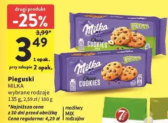 Intermarche Ciastka z kawałkami czekolady Milka Pieguski oferta