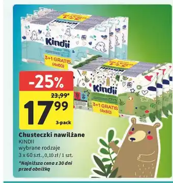 Intermarche Chusteczki wilgotne natural balance Cleanic Kindii oferta