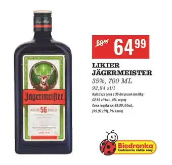 Biedronka Likier Jagermeister oferta