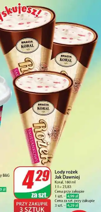 Dino Rożek truskawkowy Bracia Koral Lody Jak Dawniej oferta