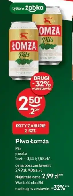 Żabka Piwo Łomża Pils 0,33 l oferta