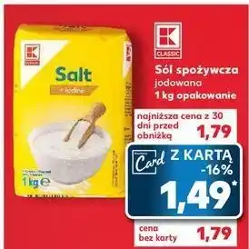 Kaufland Sól spożywcza jodowana K-Classic oferta