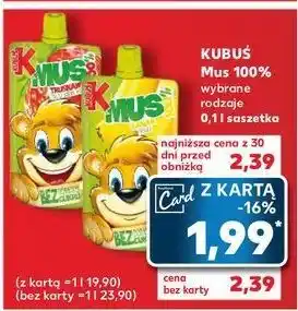 Kaufland Mus jabłko-banan Kubuś 100% oferta