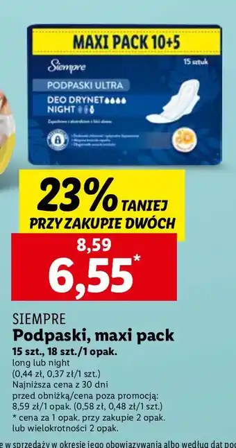 Lidl Podpaski long Siempre oferta