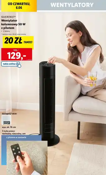 Lidl Wentylator kolumnowy 50 w Silvercrest oferta