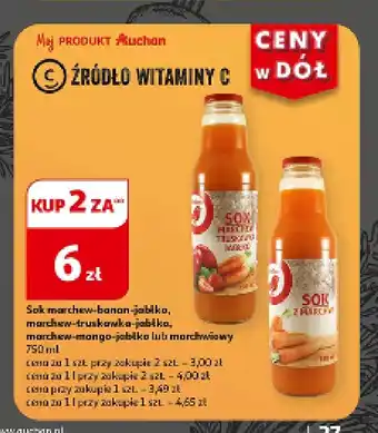 Auchan Sok marchew banan jabłko Auchan oferta