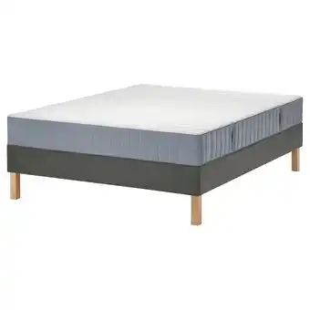 IKEA LyngÖr Łóżko kontynentalne, Valevåg średnio twardy/jasnoniebieski ciemnoszary, 140x200 cm oferta
