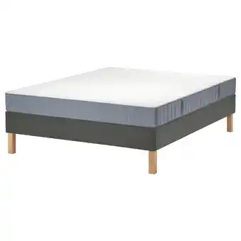 IKEA LyngÖr Łóżko kontynentalne, Vesteröy średnio twardy/jasnoniebieski ciemnoszary, 140x200 cm oferta