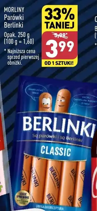 ALDI MORLINY Parówki Berlinki 250 g oferta