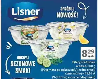 Auchan Filety śledziowe w sosie śmietanowym ze szparagami Lisner Smak Sezonu oferta