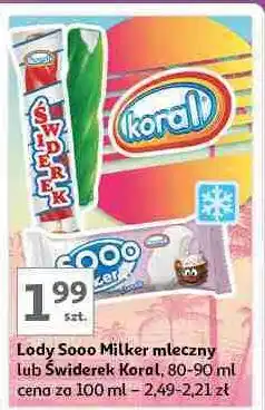 Auchan Lody waniliowe w polewie sorbetowej tropikalnej Koral Świderek oferta