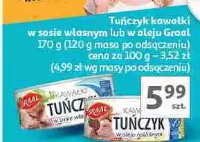 Auchan Tuńczyk kawałki w sosie własnym Graal oferta