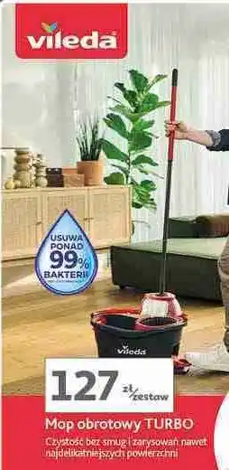 Auchan Mop + wiadro z wyciskaczem turbo Vileda oferta