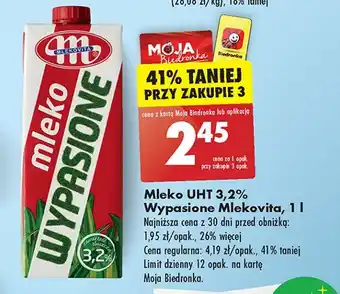 Biedronka Mleko 3.2% Mlekovita Wypasione oferta