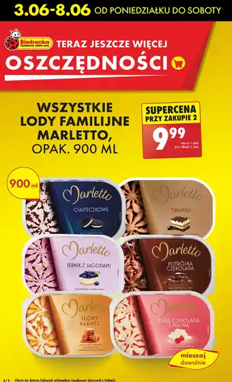 Biedronka Lody biała czekolada z maliną Marletto oferta