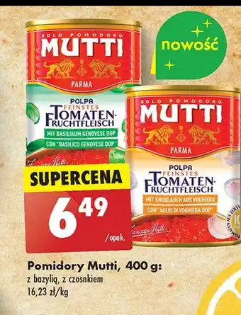 Biedronka Pomidory drobno krojone polpa z bazylią Mutti oferta