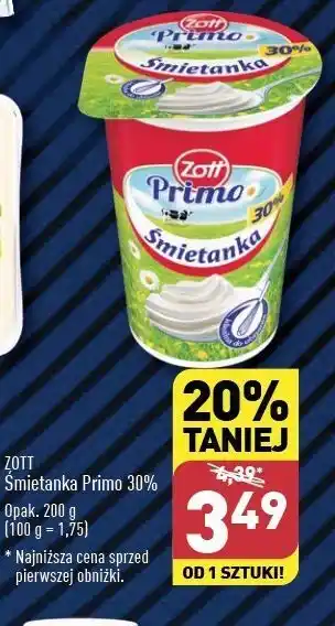 ALDI Śmietanka 30% Zott Primo oferta