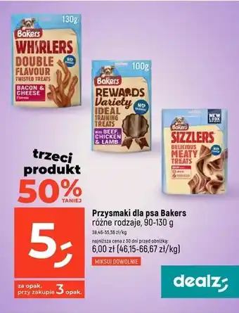 Dealz Przysmaki dla whirlers bacon & cheese Purina Bakers oferta