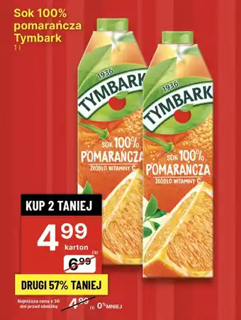 Delikatesy Centrum Sok 100% pomarańcza Tymbark oferta