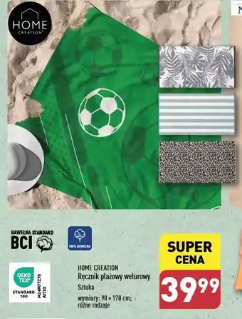 ALDI Ręcznik plażowy welurowy 93 x 170 cm Home Creation oferta