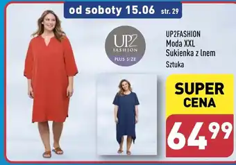 ALDI Moda XXL Sukienka z lnem Sztuka oferta