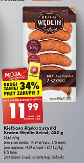 Biedronka Kiełbasa śląska z szynki Kraina Wędlin Select, 450 g oferta