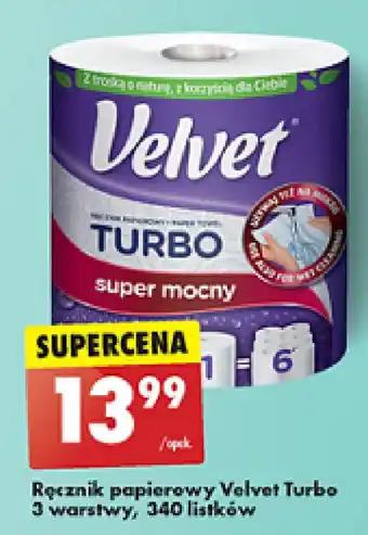 Biedronka Ręcznik papierowy Velvet Turbo 3 warstwy, 340 listków oferta