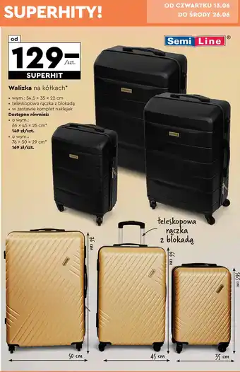 Biedronka Walizka na kółkach 66 cm Semi Line oferta