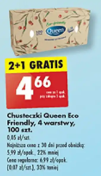 Biedronka Chusteczki Queen Eco Friendly, 4 warstwy, 100 szt. oferta