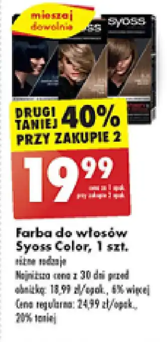 Biedronka Farba do włosów Syoss Color 1 szt. oferta