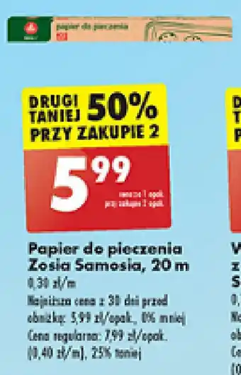 Biedronka Papier do pieczenia Zosia Samosia, 20 m oferta