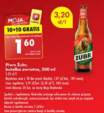 Biedronka Piwo Żubr, butelka zwrotna, 500 ml oferta