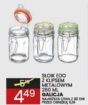 Wafelek SŁOIK EDO Z KLIPSEM METALOWYM GALICJA 260 ML oferta