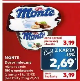 Kaufland Deser mleczno-czekoladowy z orzechami Zott Monte oferta