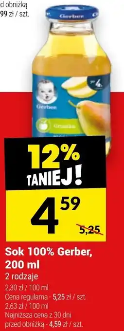 Twój Market Sok 100% Gerber, 200 ml oferta