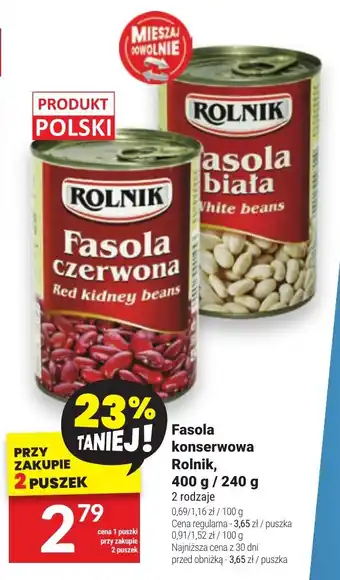 Twój Market Fasola konserwowa Rolnik 400 g / 240 g oferta