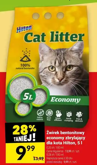 Twój Market Żwirek bentonitowy economy zbrylający dla kota Hilton, 5l oferta