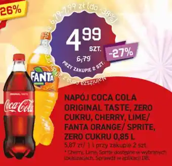 Duży Ben NAPÓJ COCA COLA ORIGINAL TASTE, ZERO CUKRU, CHERRY, LIME/ FANTA ORANGE/SPRITE, ZERO CUKRU 0,85 L oferta