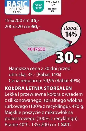JYSK KOŁDRA LETNIA STORSALEN 135x200 cm oferta