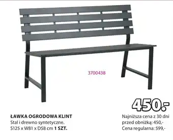 JYSK ŁAWKA OGRODOWA KLINT oferta