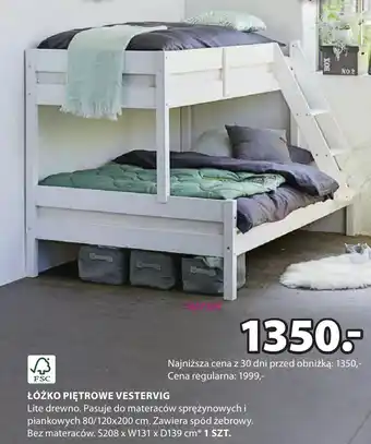 JYSK ŁÓŻKO PIĘTROWE VESTERVIG oferta