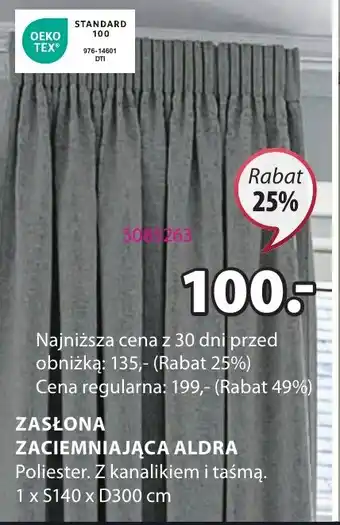 JYSK ZASŁONA ZACIEMNIAJĄCA ALDRA oferta
